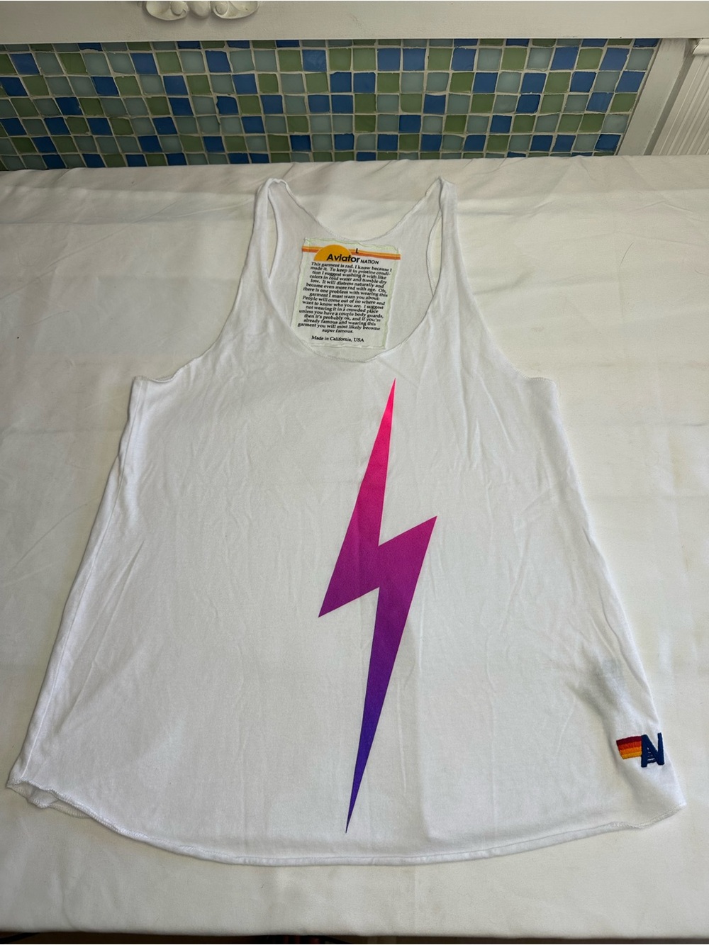 Aviator Nation Lightning Bolt Tank Top Casual Loungwear